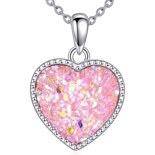 Sterling Silver Crystal Mother & Daughter & Sisters & Heart Pendant Necklace