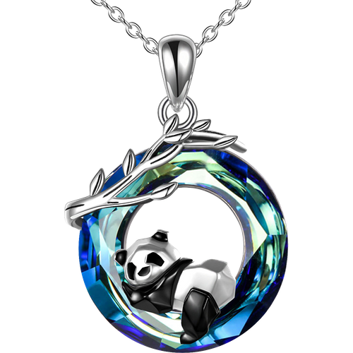 Sterling Silver Crystal Panda Pendant Necklace