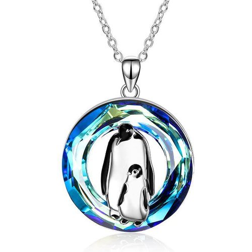 Sterling Silver Crystal Penguin Pendant Necklace