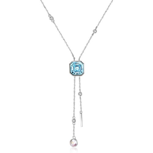 Sterling Silver Crystal Square Adjustable Y Necklace