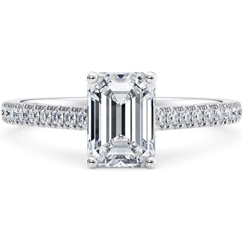 Sterling Silver 2 CT Princess-square Moissanite Personalized Engraving Engagement Ring