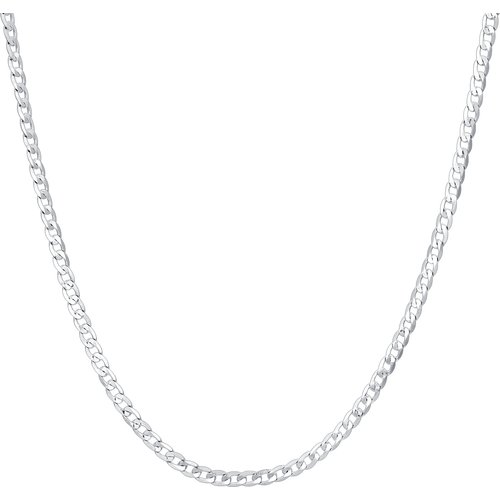 Sterling Silver 4mm Width Curb Link Chain Necklace in 14 Inches