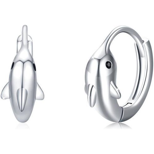 Sterling Silver Dolphin Hoop Earrings