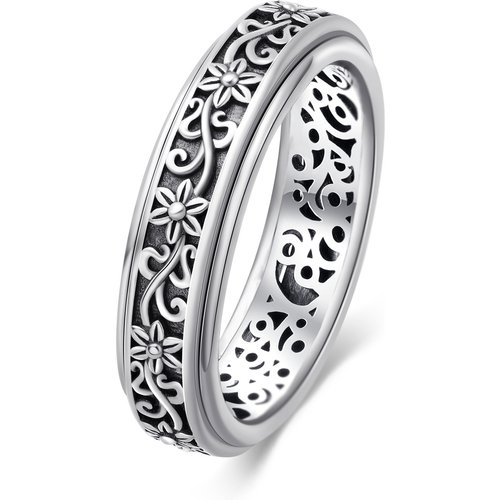 Sterling Silver Daisy & Ivy Spinner Ring