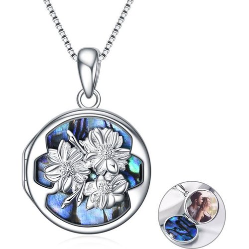 Sterling Silver Daisy Personalized Photo Locket Necklace