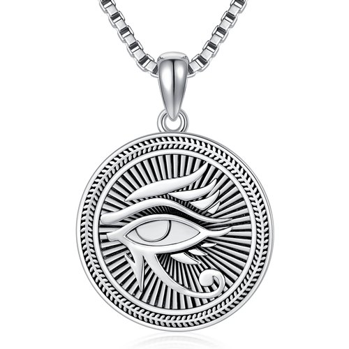 Sterling Silver Devil's Eye Pendant Necklace for Men