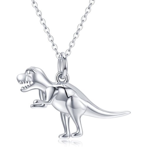 Sterling Silver Dinosaur Pendant Necklace for Women