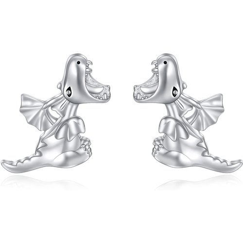 Sterling Silver Dinosaur Stud Earrings