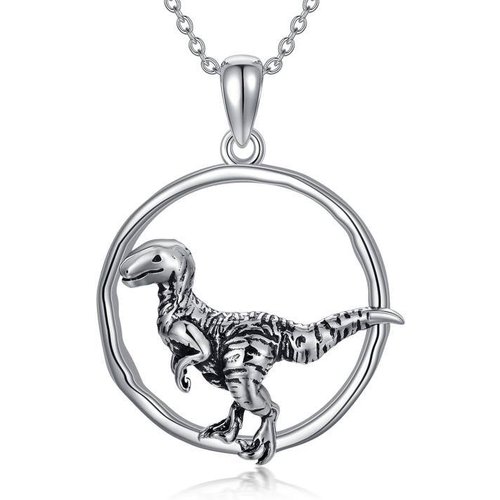 Sterling Silver Dinosaurs Pendant Necklace