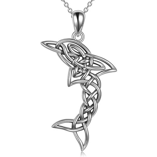 Sterling Silver Dolphins Pendant Necklace