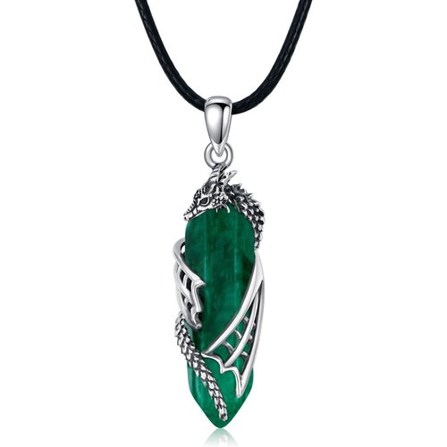 Sterling Silver Dragon & Bullet Crystal Pendant Necklace