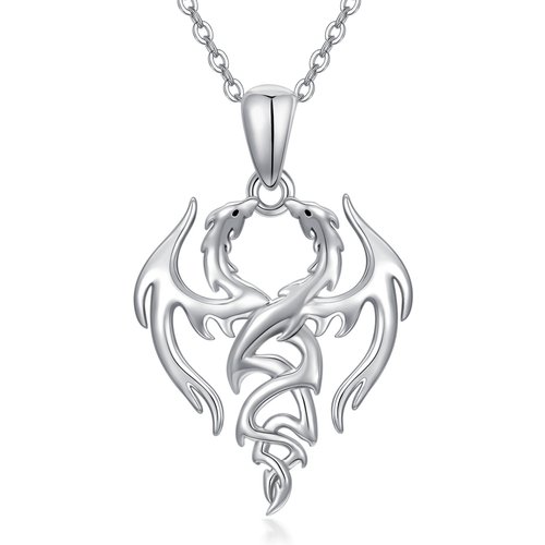 Sterling Silver Dragon Pendant Necklace