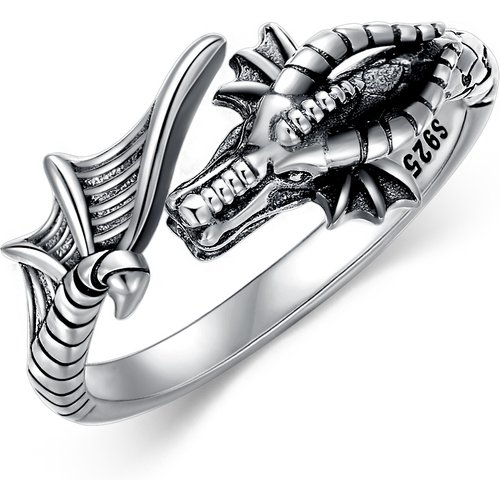 Sterling Silver Dragon Ring