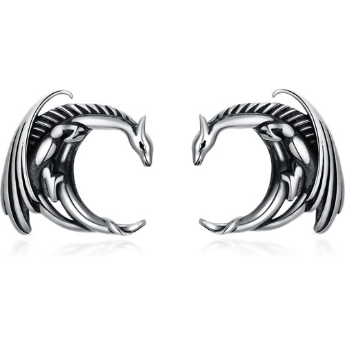 Sterling Silver Dragon Stud Earrings