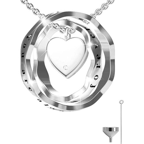 Sterling Silver Cubic Zirconia Electrocardiogram Urn Necklace for Ashes