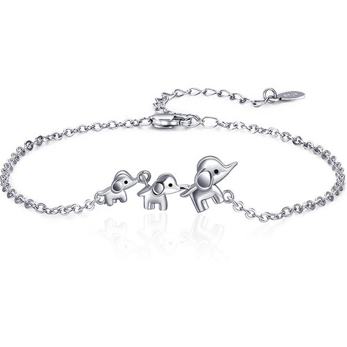 Sterling Silver Elephant Chain Bracelet