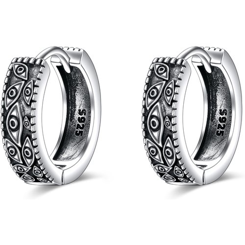 Sterling Silver Evil Eye Hoop Earrings