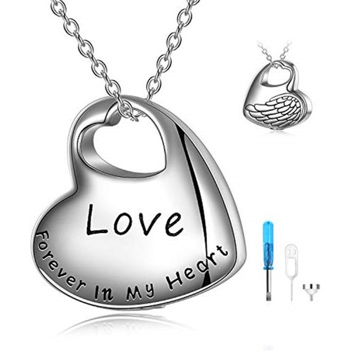 Sterling Silver Father & Daughter Urn Necklace for Ashes with Engraved Word