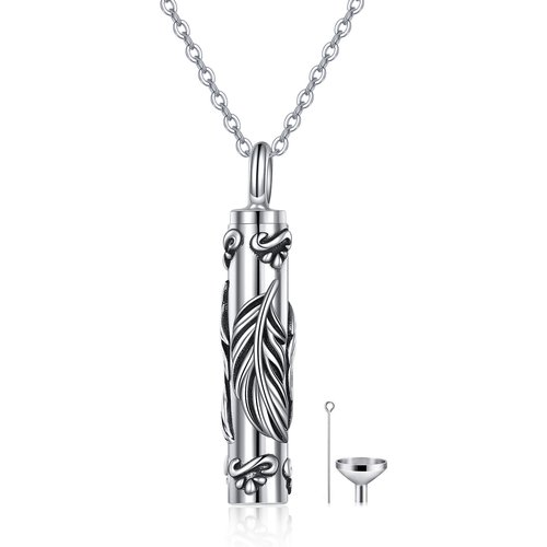 Sterling Silver Feather Urn Necklace for Ashes