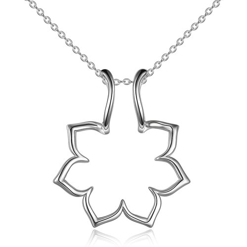 Sterling Silver Flower Shape Ring Holder Pendant Necklace