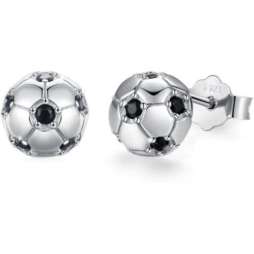 Sterling Silver Cubic Zirconia Football Stud Earrings