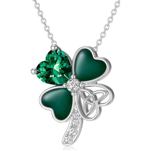 Sterling Silver Cubic Zirconia Four-leaf Clover Pendant Necklace
