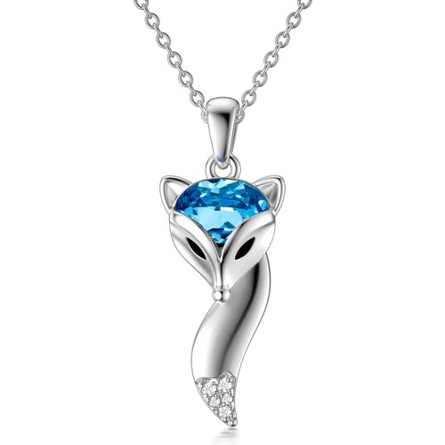 Sterling Silver Cubic Zirconia Fox Pendant Necklace