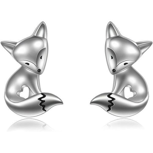 Sterling Silver Fox Stud Earrings