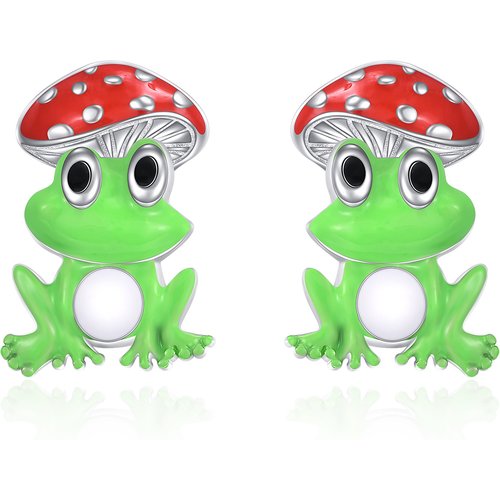 Sterling Silver Frog & Mushroom Stud Earrings