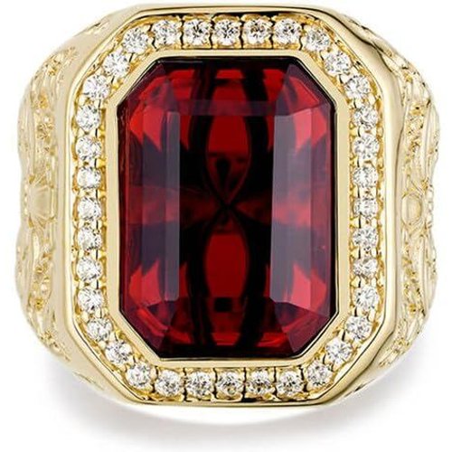 10K Gold Emerald Cut Ring Gemstone Anniversary Rings for Men