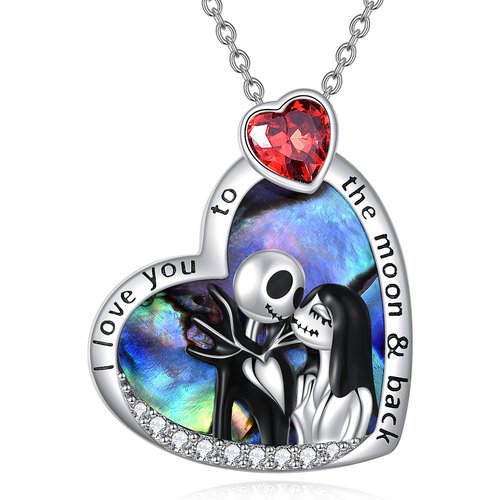 Sterling Silver Heart Abalone Shellfish Pendant Engraving Necklace For Couple