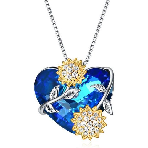Sterling Silver Heart Crystal Pendant Necklace