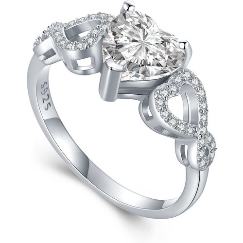 Sterling Silver Heart Engagement Ring