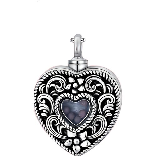 Sterling Silver Heart Flower Holds Mustard Seeds Urn Necklace for Ashes