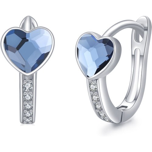 Sterling Silver Cubic Zirconia Heart Hoop Earrings