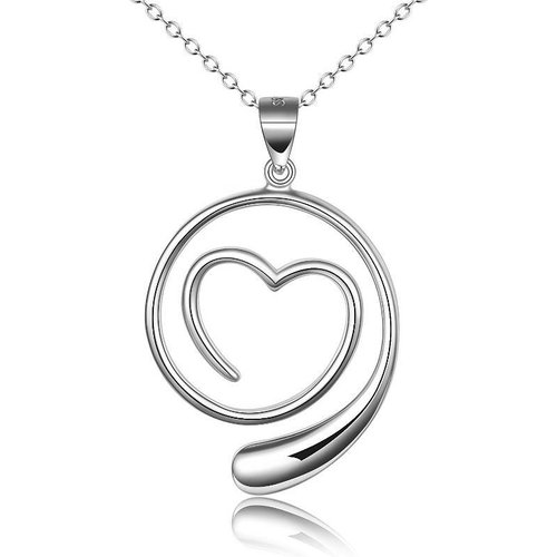 Sterling Silver Heart Pendant Wedding Ring Keeper Necklace