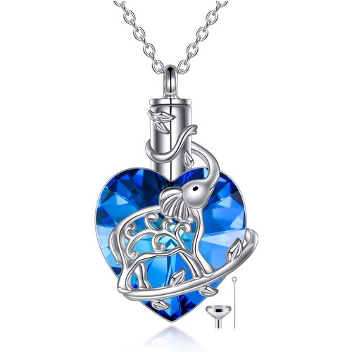 Sterling Silver Heart Crystal & Cubic Zirconia Butterfly Urn Necklace For Ashes