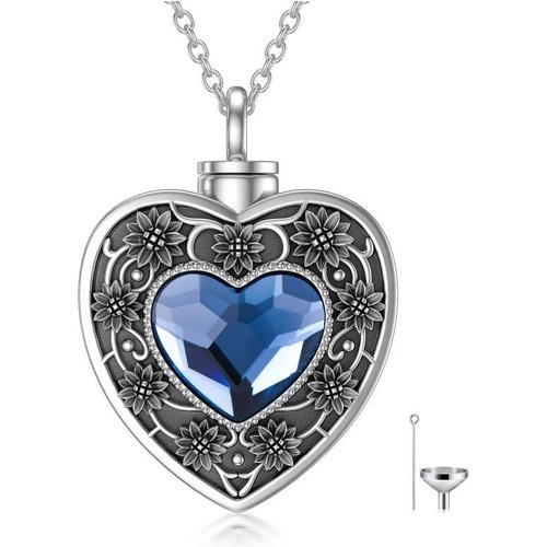 Sterling Silver Heart Crystal Urn Necklace For Ashes For Women Best Friends