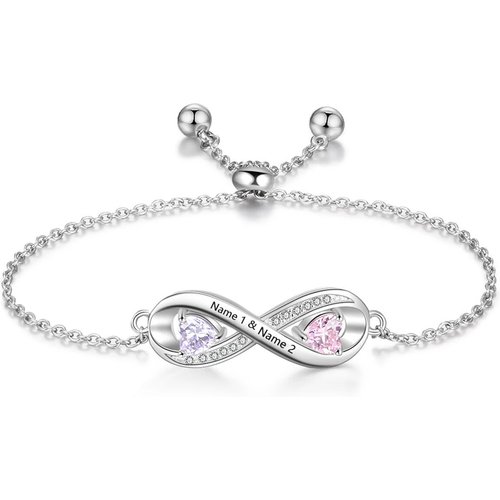 Sterling Silver Heart Shaped Diamond Infinite Symbol Charm Bracelet