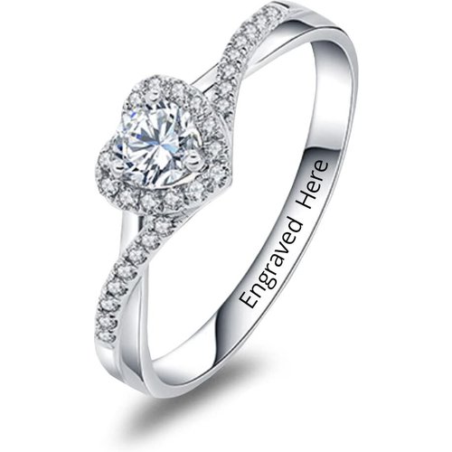 Sterling Silver Heart Moissanite Engagement Ring For Women