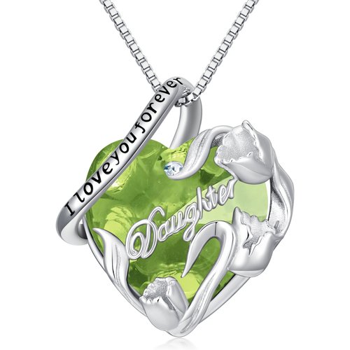 Sterling Silver Heart Crystal Rose Pendant Necklace For Women