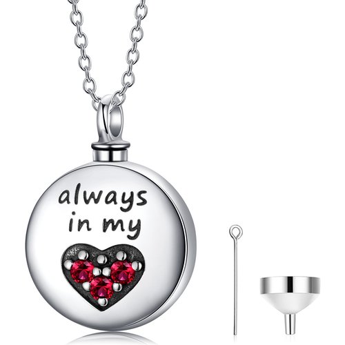 Sterling Silver Heart Cubic Zirconia Urn Necklace For Ashes