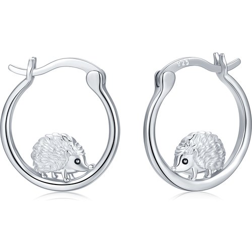 Sterling Silver Hedgehog Hoop Earrings