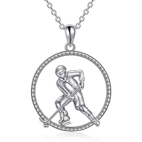 Sterling Silver Hockey Pendant Necklace