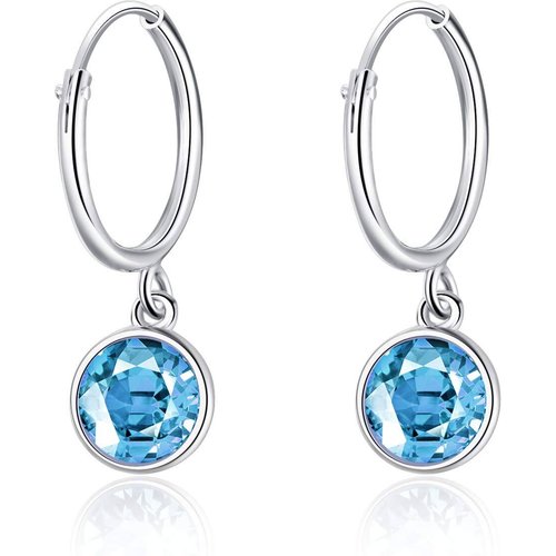 Sterling Silver Circular Shaped Crystal Drop Earrings