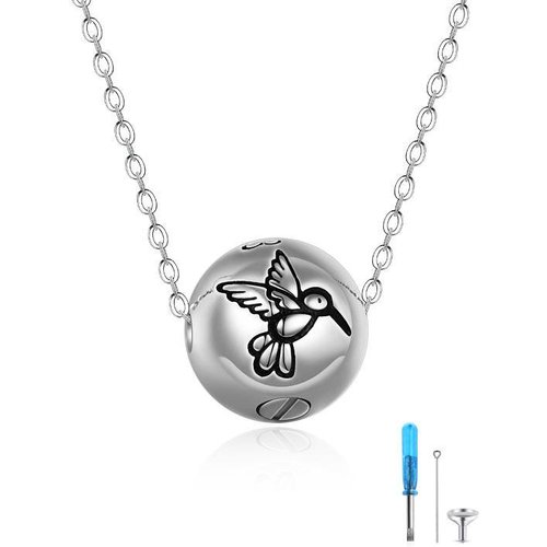 Sterling Silver Hummingbird Urn Necklace for Ashes
