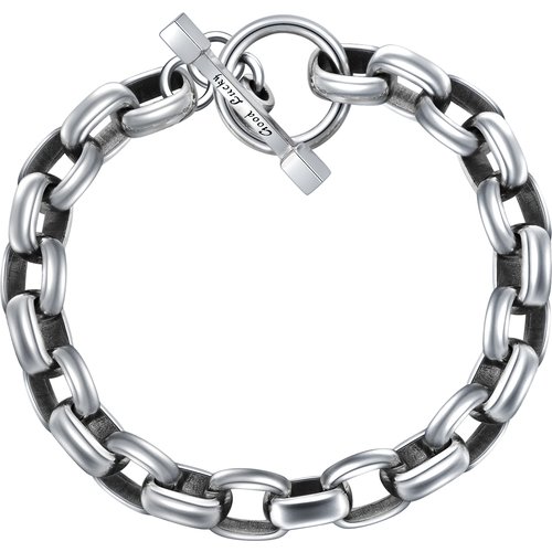 Sterling Silver Identification Bracelet with Engraved Word for Men