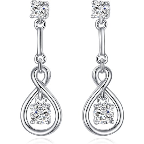 Sterling Silver Cubic Zirconia Infinity Symbol Drop Earrings