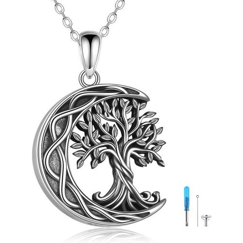 Sterling Silver intage Oxidized Tree Of Life & Celtic Knot Urn Necklace for Ashes