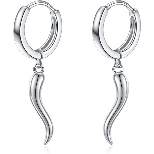 Sterling Silver Italian Horn Drop Earrings